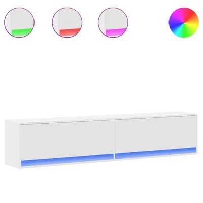 Image de vidaXL Armoire TV murale avec LED blanc 180x31x38 cm