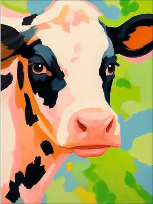 Produktbild von Leinwandbild Colorful Cow 57x77 cm