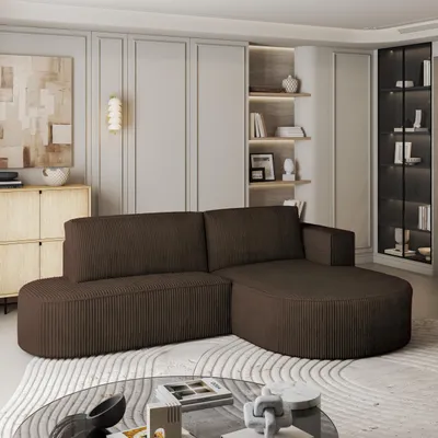 Produktbild von Masseno Ecksofa CORTIO P R-S mit Schlaffunktion L-Form, Sofa mit Bettkasten, Wohnzimmersofa, Couch, Soffa, Bettsofa, Couchgarnitur- Braun, POSO 06