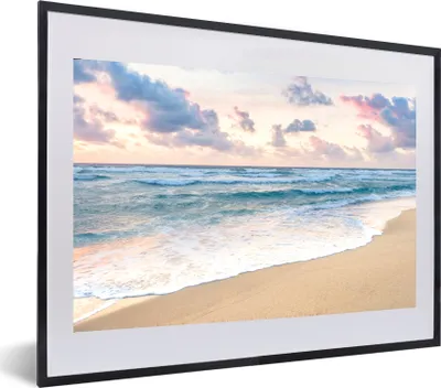 Produktbild von MuchoWow® MuchoWow® Gerahmtes Poster Strand - Wolken - Pastell 60x40 cm - Poster mit zchwarzem Bilderrahmen - Schlafzimmer - Plakat in Rahmen - Drucken