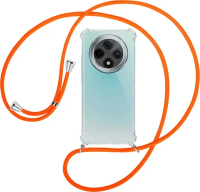 Produktbild von Handykette Backcover-Schutzhülle mit Band (Metall silberfarben) für OPPO A3 PRO 5G - neonorange
