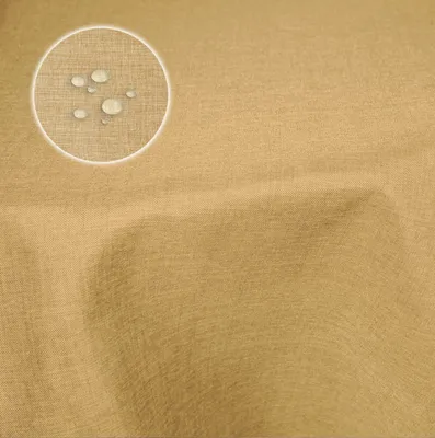 Produktbild von Tischdecke 160x260 cm sand beige oval beschichtet Leinenoptik wasserabweisend Lotuseffekt