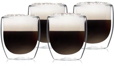 Immagine prodotto di Bicchieri da latte macchiato a doppia parete da 250 ml in vetro borosilicato