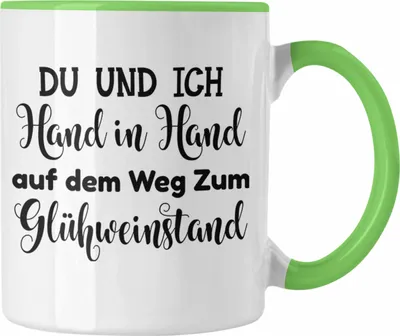 Produktbild von Trendation - Glühwein Tasse Lustig Spruch Glühweinbecher mit Henkel Doppelwandig Glühweintassen Gläser Weihnachtsmarkt Becher Tassen Geschenk - Du Und Ich (Grün)