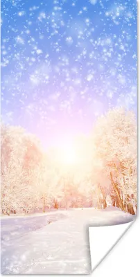 Produktbild von MuchoWow® Poster Schnee - Sonne - Winter 60x120 cm - Wandschmuck