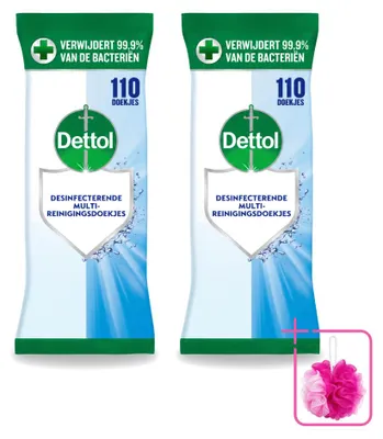 Produktbild von 2 x Dettol Reinigungstücher - 110 Stück - Sparpackung - 2 Stücke