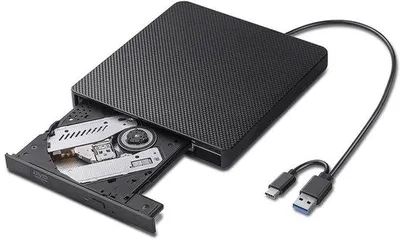 Productafbeelding van Externe DVD-speler - Compatibel met Windows en Mac - Optisch station - Plug & Play - Externe DVD-speler en -brander - Geschikt voor laptops, zwart, USB, 8x, extern