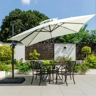 Produktbild von Grosser Sonnenschirm für den Außenbereich, Camping Sonnenschutz, Garten-Sonnenschirm Weiß L255*H270cm