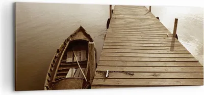 Produktbild von Bild auf Leinwand - Leinwandbild - Einteilig - Brücke Boot Sepia - 120x50cm - Wand Bild - Wanddeko - Wandbilder - Leinwanddruck - Bilder - Wanddekoration - Leinwand bilder - Wandbild - AB120x50-4135