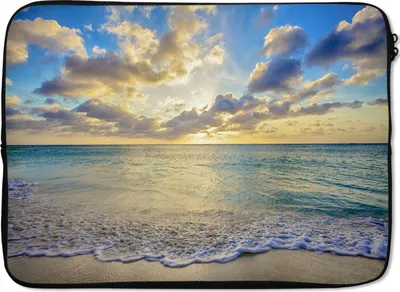 Produktbild von MuchoWow® Laptop Hülle 14 ZollMeer - Strand - Wolken - Sonne Laptoptasche - Laptoptasche - Stoßsicher - Schutzhaube