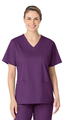 Image de WonderWork, chemisier pour femmes, col en V, couleur aubergine, taille 3X