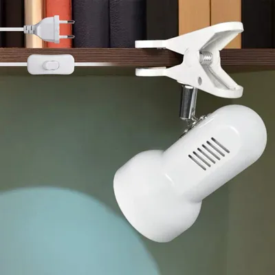 Productafbeelding van GBKDQQ Klemmspot, bureaulamp, wit, 220V E27, tafellamp met EU-stekker en snoerdimmer, lampvoet, 270° draaibaar en flexibel, geschikt voor lezen in bed, werken en studeren