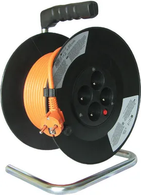 Produktbild von Solight Verlängerungskabel auf Trommel, 4 Steckdosen, orange, 25m