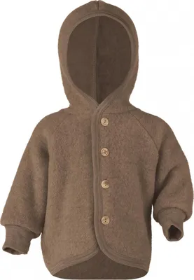 Produktbild von Engel Kinder Kapuzenjacke mit Holzknöpfen Wolljacke, Gr. 50-56, braun (WalnussMelange)