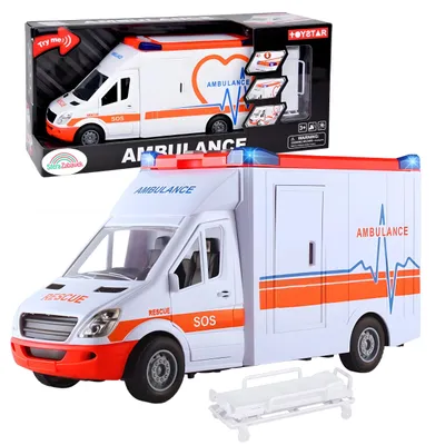 Zdjęcie produktu dla Ambulans Karetka Pogotowia Zabawka z Noszami Światło Dźwięk Auto Ratunkowe SOS