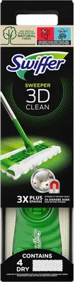 Zdjęcie produktu dla Zestaw startowy Swiffer Floor Clean 3D Clean – 1 ściereczka do podłóg + 4 chusteczki suche i 2 chusteczki nawilżane