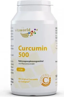 Produktbild von Vita World Curcumin 500 | 120 Kapseln | hochdosiert | vegan | gluten- und laktosefrei