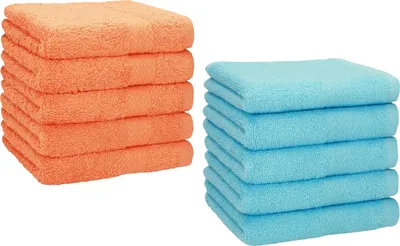 Produktbild von Betz 10 Stück Seiftücher 30x30 cm PREMIUM 100% Baumwolle  Farbe: orange und türkis