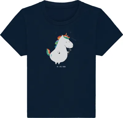 Produktbild von Mr. & Mrs. Panda Babyshirt Einhorn Sänger 0. - 6. Monat - French Navy - Geschenk, Disco, Baby Jerseyshirt, Kleinkind T-Shirt, , Geburtstag, Einhörner, Unicorn, Shirt