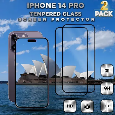 Obrázek produktu pro 2-Pack iPhone 14 Pro - 9H tvrzené sklo - Vysoce kvalitní 3D ochrana displeje