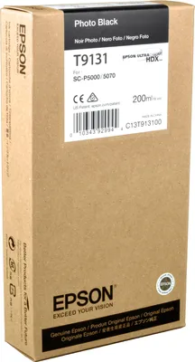 Produktbild von Epson T9131 Photo Black Ink Cartridge (200ml), Standardertrag, Foto schwarz, Tinte auf Farbstoffbasis, 200 ml, 1 Stück(e)