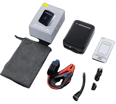 Image de Démarreur de secours, batterie externe, gonfleur de pneus, 2 en 1