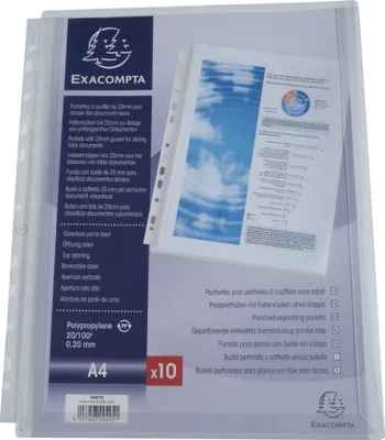 Image de Exacompta 5x Sachet de 10 pochettes à soufflet sans rabat PP 20/100e A4 5507E