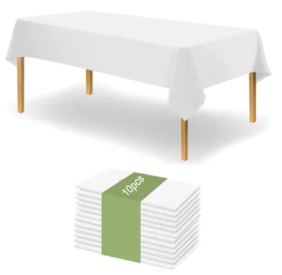 10er-Pack Wegwerf-Tischdecken, 137 x 274 cm, wasserdicht, weiß