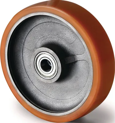 Immagine prodotto di Ruota di scorta - 200 mm, portata 1000 kg, poliuretano/ghisa, asse 20 mm, lunghezza mozzo 60 mm