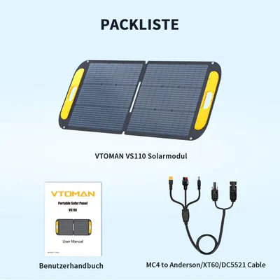 Imagen del producto de Panel solar portátil - 110W, monocristalino - Plegable - Resistente al agua (IP67) - Para energía en exteriores
