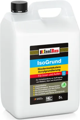 Produktbild von Isolbau IsoGrund Grundierlösung - 5 L Niedermolekulare Acrylgrundierung für Innen & Außen - Für professionelle Grundierung