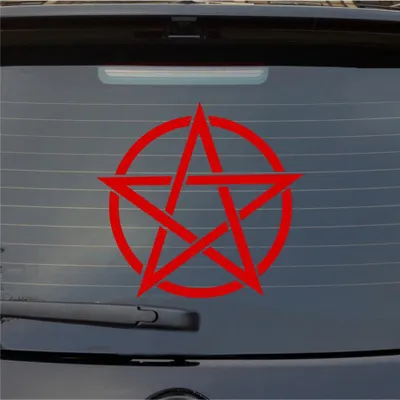 Produktbild von Heckscheibenaufkleber Pentagram Druidenfuß Gothic 54x51 cm Rot Auto Aufkleber Sticker