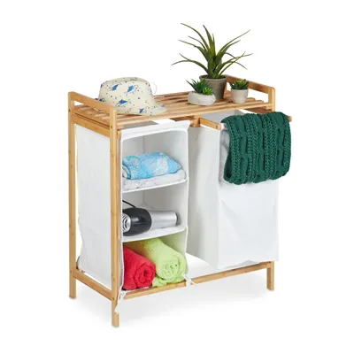 Produktbild von relaxdays Wäschekorb Regal aus Bambus