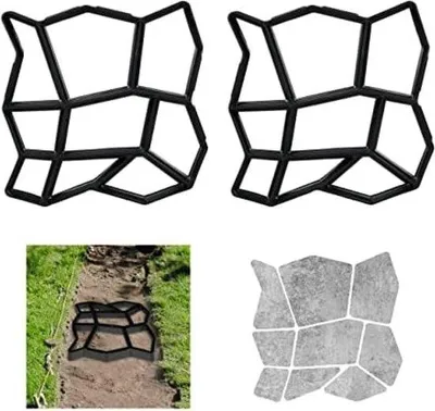 Produktbild von PolkaHome® Gartenwegplatten-Set aus 2, Beton-Gießform, 4 x 32 x 32 cm, Kunststoff