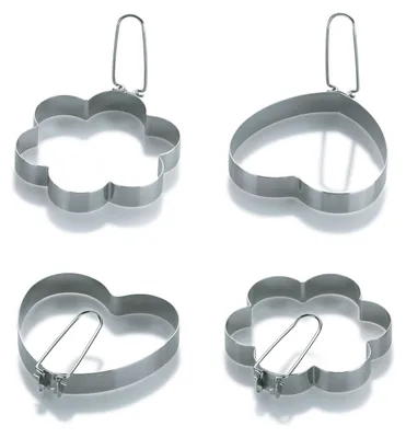 Produktbild von 4tlg Eierformerset  2x Herz und 2x Blume Clara - 11210 + 11211Eierformer Kreis Clara Edelstahl 18/10 glänzend 11cm Ø, 1,5cm h, 2tlg. - 11209