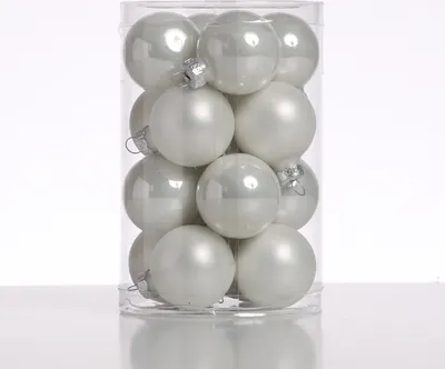 Christbaumkugel - Glas - D: 3,5cm - glänzend und matt - weiß - 16er Set