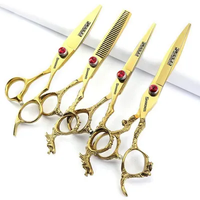 Immagine prodotto di Forbici professionali in acciaio inossidabile, disponibili nelle misure 6/7/8/9 pollici, per taglio capelli, confezione da 4 pezzi (misura 6 pollici)