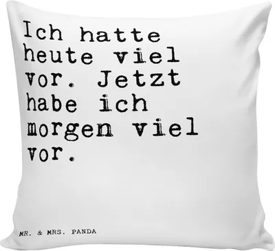 Produktbild von Mr. & Mrs. Panda Deko Kissen Ich hatte heute viel... - Weiß - Geschenk, zier, Sofakissen 40x40, Spruch Sprüche Weisheiten Zitate Lustig Weisheit Worte, Männer, Freundin