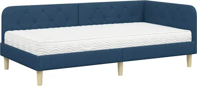 Obrázek produktu pro vidaXL Rohový rám postele modrý 90 x 190 cm látka
