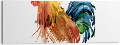 Produktbild von Bild auf Leinwand - Leinwandbild - Hahn Ilustration Tier Farben - 150x50cm - Wand Bild - Wanddeko - Leinwanddruck - Bilder - Kunstdruck - Wanddekoration - Leinwand bilder - Wandkunst - CA150x50-2842