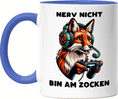 Produktbild von Nerv nicht Bin am zocken Fuchs Tasse Blau - Lustiges Gamer Motiv