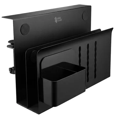 Zdjęcie produktu dla Boczny organizer do biurka na zacisk 30×30×12 cm czarny SPB164B