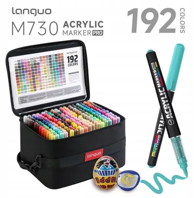 Produktbild von Acryl-Pinselmarker-Set, 192 Farben für Steine, Languo M730