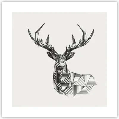 Produktbild von Poster - Poster ohne Rahmen - Hirsch Skizze Skandinavisch - 40x40 cm - Wand Bild - Wanddeko - Wandbilder - Kunstposter - Wandposter - Bilder - Kunstdruck - Wanddekoration - Wandbild - P2XAC40x40-4950