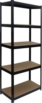 Produktbild von Relaxdays Schwerlastregal, HxBxT: 180 x 60 x 30 cm, 875 kg, 5 Ebenen, Lagerregal Keller, zum Stecken, schwarz/braun