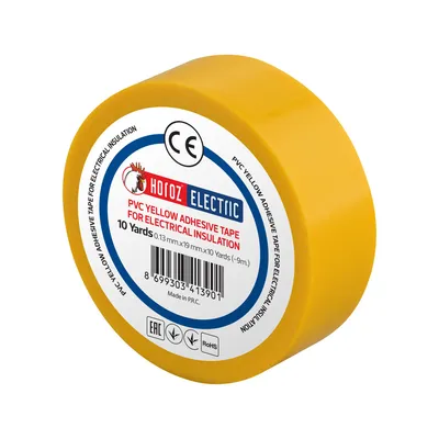 Produktbild von HOROZ PVC Isolierband 19mm x 9m Gelb – elastisch, stark haftend, 6kV spannungsfest