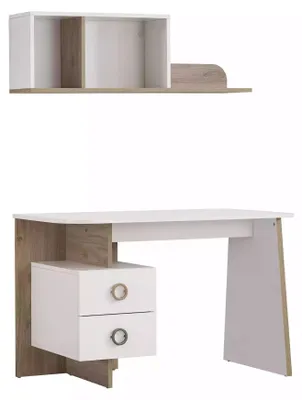 Produktbild von Kinderschreibtisch Schreibtisch Bücherregal Holz Weiß Set 3tlg Design