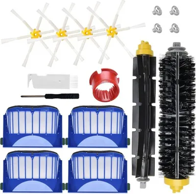 Produktbild von Kompatibel mit Staubsaugerzubehör der iRobot Roomba 600-Serie und 500-Serie. 1 Satz Hauptbürste, 4 Filter, 4 Seitenbürsten, 1 Rundbürste, eine Bürste, ein Schraubendreher