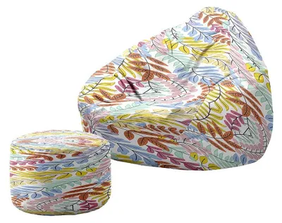 Produktbild von Sitzsack ohne Füllung mit Fußhocker für Kinder und Erwachsene