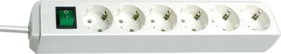 Produktbild von Brennenstuhl Eco-Line Steckdosenleiste mit Schalter 6-fach weiß 1,5m H05VV-F 3G1,5, 1159520015